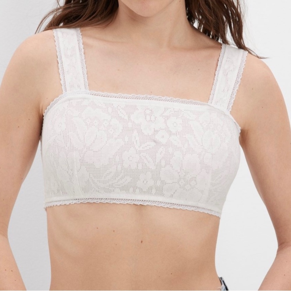 NWT AEO Lace Overlay Super Cropped Tank Top